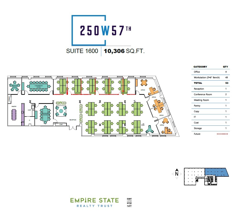 250 W 57th St, New York, NY à louer Plan d’étage– Image 1 sur 3