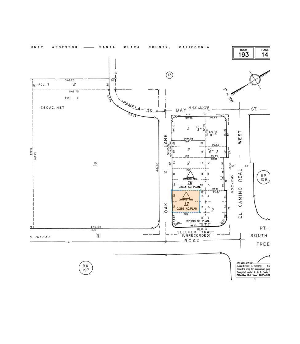36 Oak Ln, Mountain View, CA à vendre Plan cadastral– Image 1 sur 2