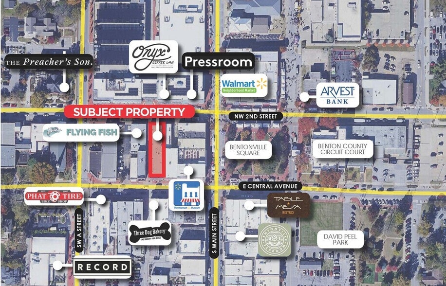 110 W Central Ave, Bentonville, AR à louer - Aérien – Image 2 sur 3