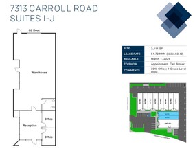 7313 Carroll Rd, San Diego, CA à louer Plan d’étage– Image 1 sur 1