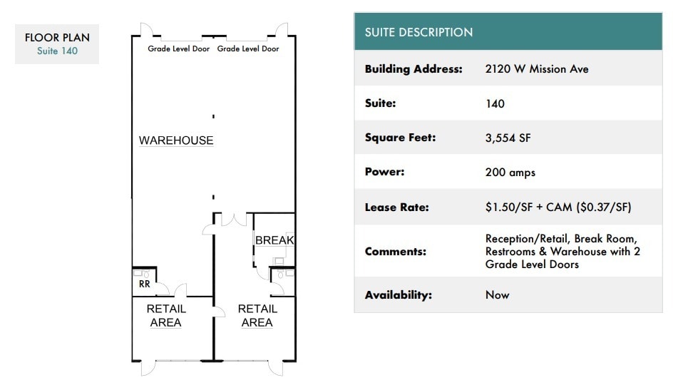 2120 W Mission Rd, Escondido, CA à louer Plan d’étage– Image 1 sur 1
