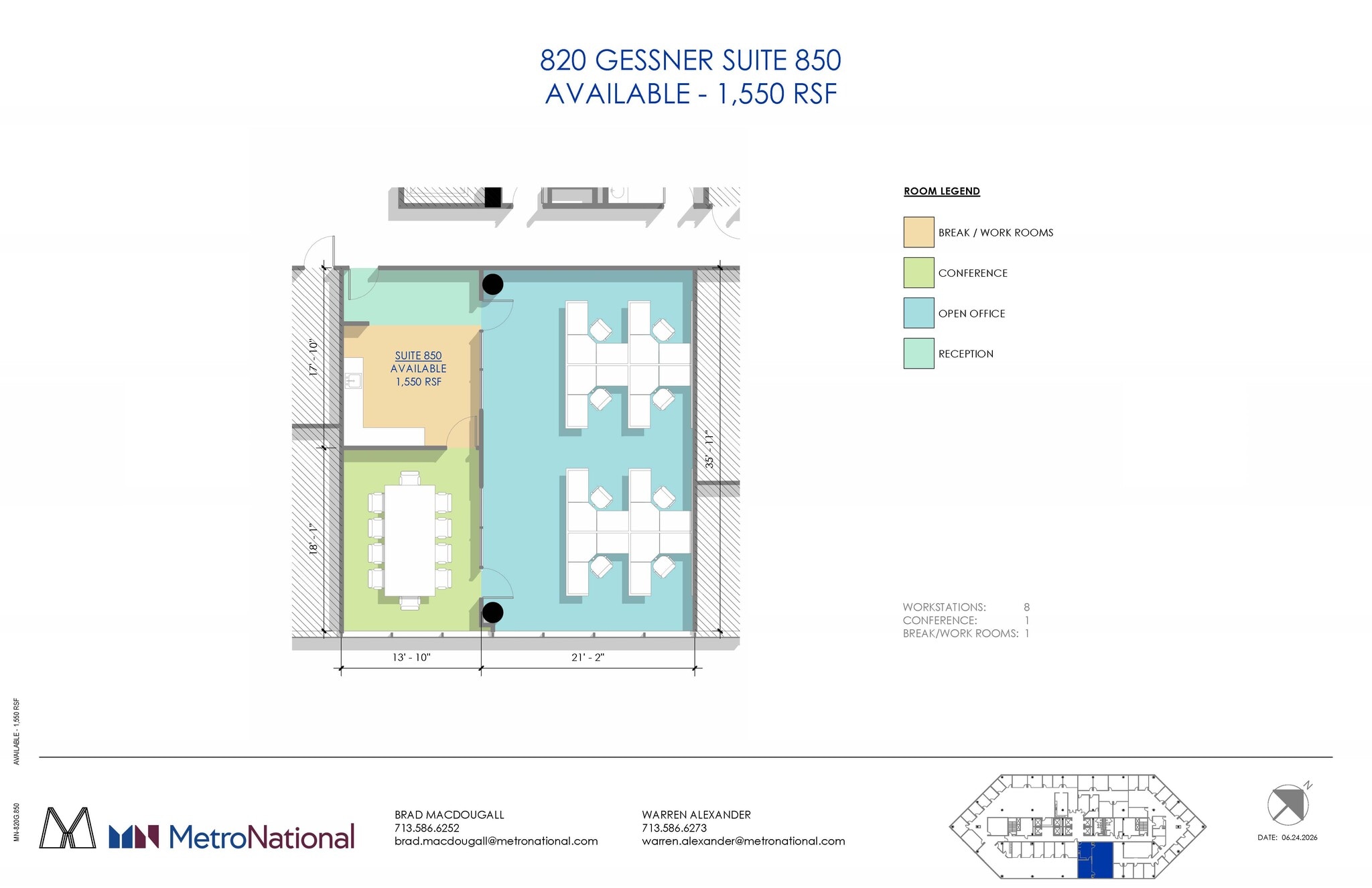 820 Gessner Rd, Houston, TX à louer Plan d’étage– Image 1 sur 1