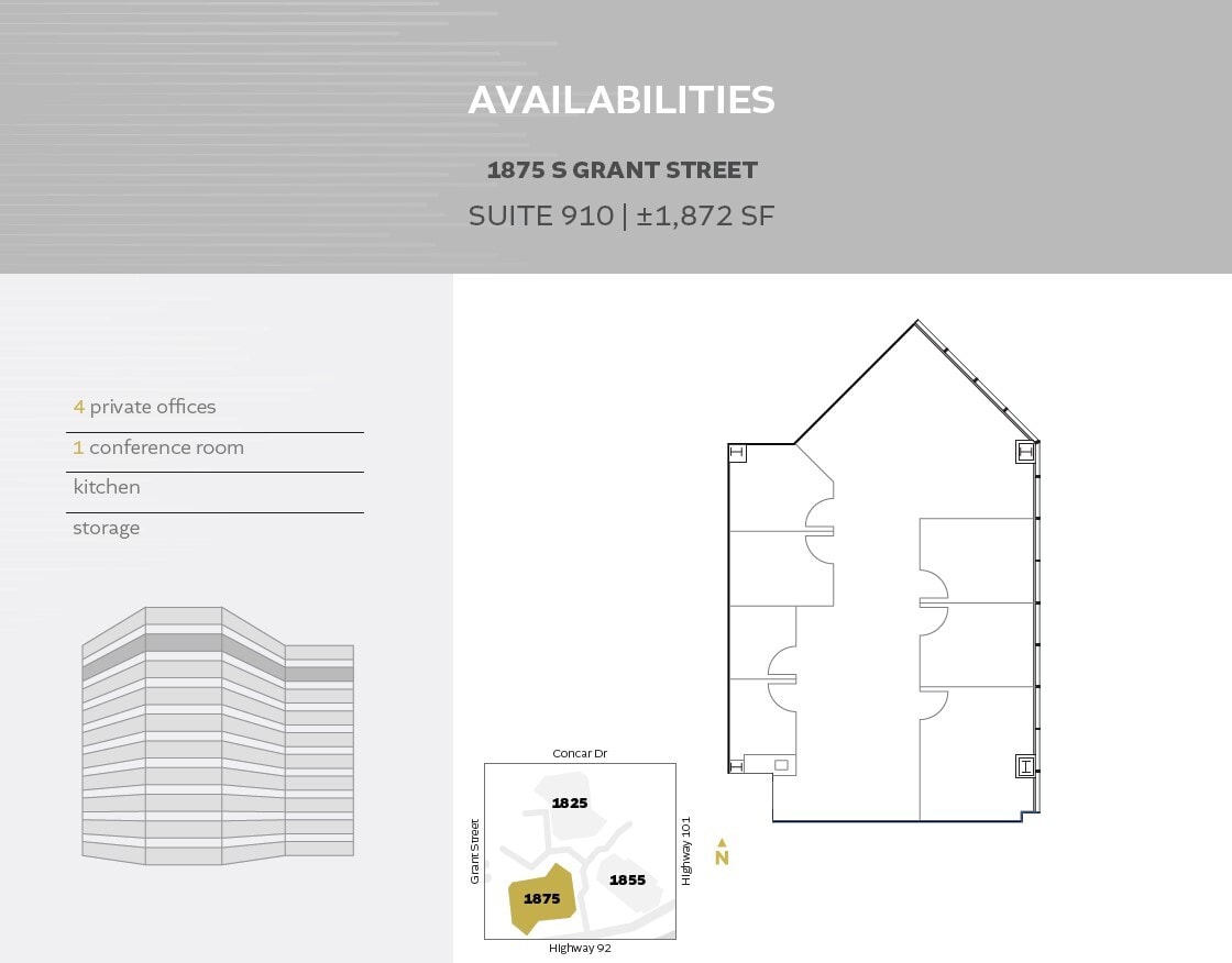 1825 S Grant St, San Mateo, CA à louer Plan d’étage– Image 1 sur 1