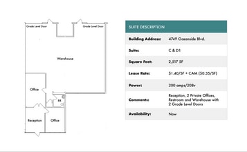 1818 Peacock Blvd, Oceanside, CA à louer Plan d’étage– Image 1 sur 1