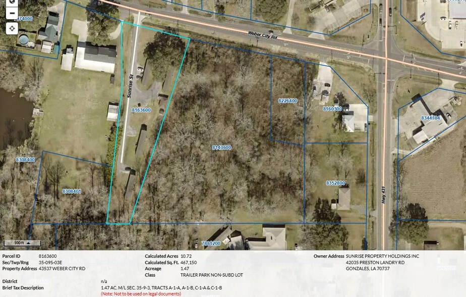 43519 Weber City Rd, Gonzales, LA à vendre - Plan cadastral – Image 2 sur 6