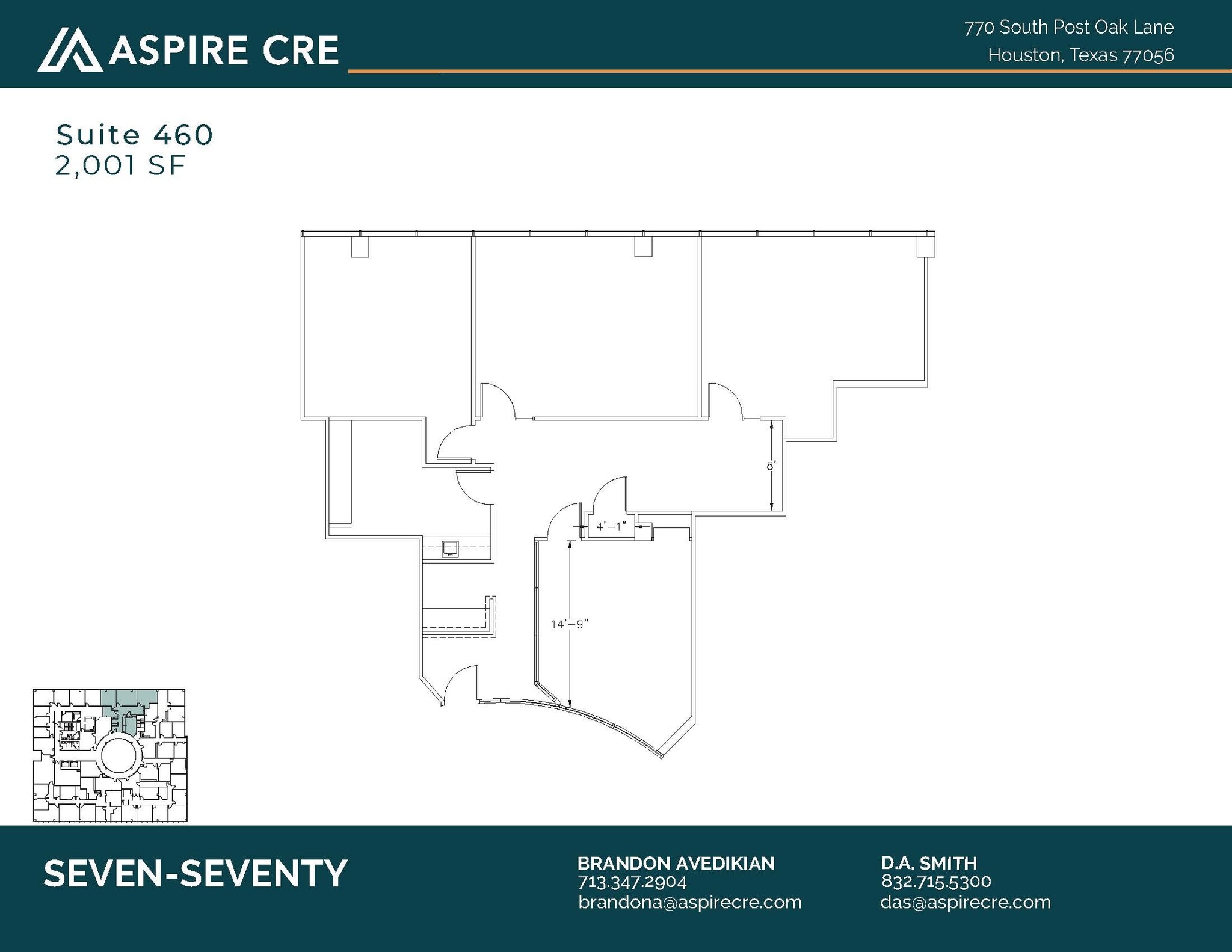 770 S Post Oak Ln, Houston, TX à louer Plan d’étage– Image 1 sur 3