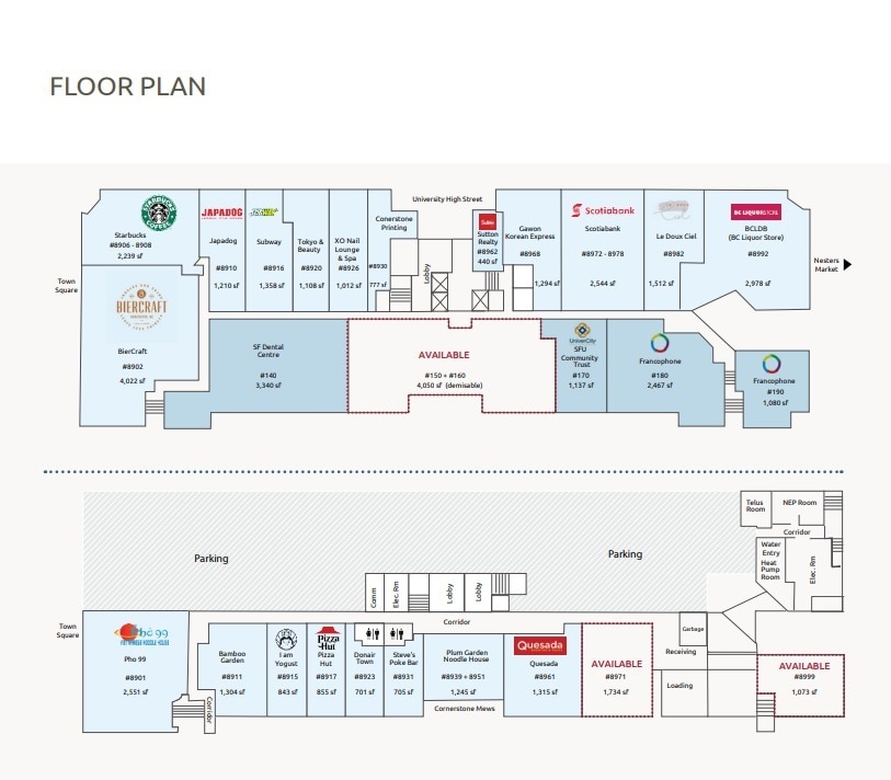 8950-8960 University High St, Burnaby, BC à louer Plan d’étage– Image 1 sur 1