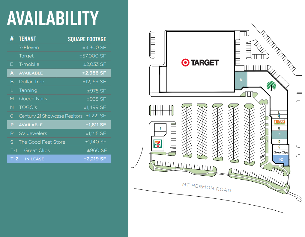 262-274 Mount Hermon Rd, Scotts Valley, CA à louer Plan de site– Image 1 sur 1
