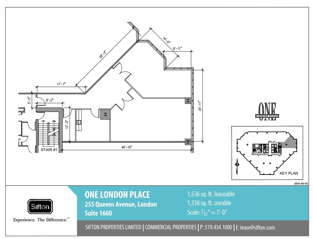 255 Queens Ave, London, ON à louer Plan d’étage– Image 1 sur 1