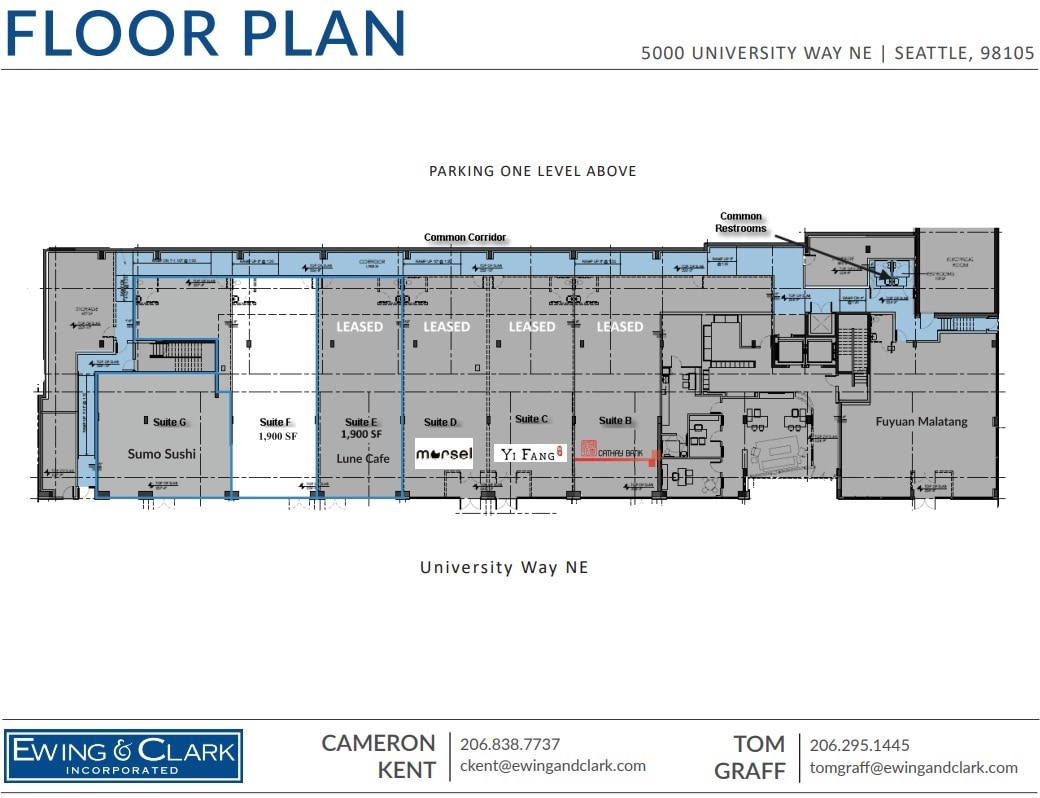 5000 University Way NE, Seattle, WA à louer Plan d’étage– Image 1 sur 1
