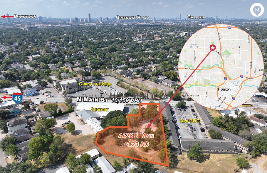 4428 N Main St, Houston, TX à vendre - Aérien – Image 1 sur 2