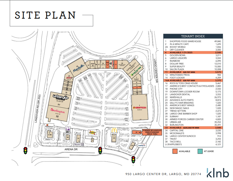 950 Largo Center Dr, Upper Marlboro, MD à louer Plan de site– Image 1 sur 3
