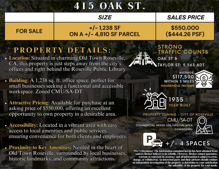 415 Oak St, Roseville, CA à vendre - Photo de l’immeuble – Image 2 sur 7