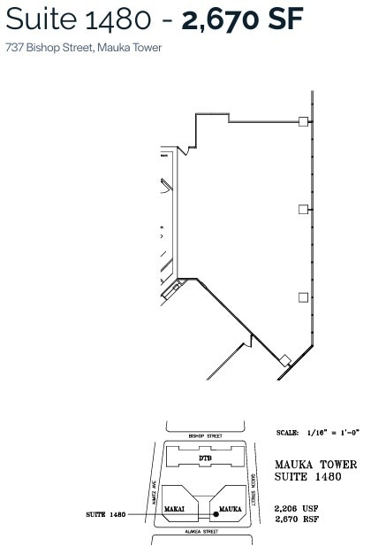 733 Bishop St, Honolulu, HI à louer Plan d’étage– Image 1 sur 1