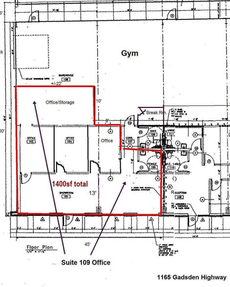 1165 Gadsden Hwy, Birmingham, AL à louer - Plan d’étage – Image 3 sur 3