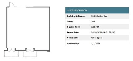 330 S Cedros Ave, Solana Beach, CA à louer Plan d’étage– Image 2 sur 2