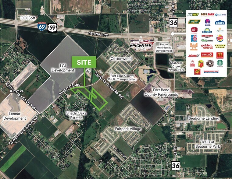 Bamore Rd & Cottonwood School Rd, Rosenberg, TX à vendre - Plan de site – Image 2 sur 11
