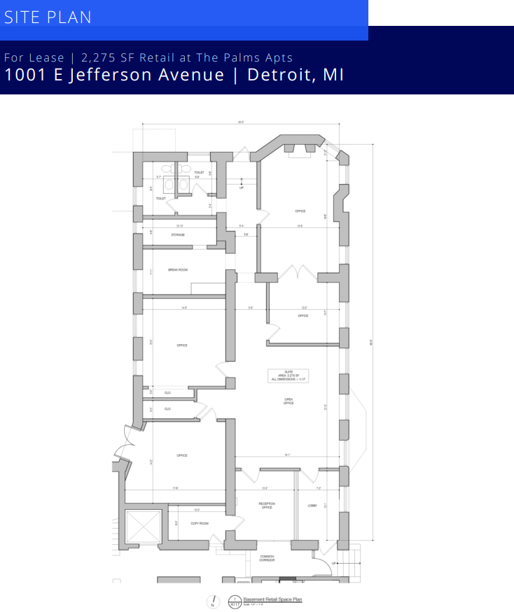 1001 E Jefferson Ave, Detroit, MI à louer Plan de site– Image 1 sur 1