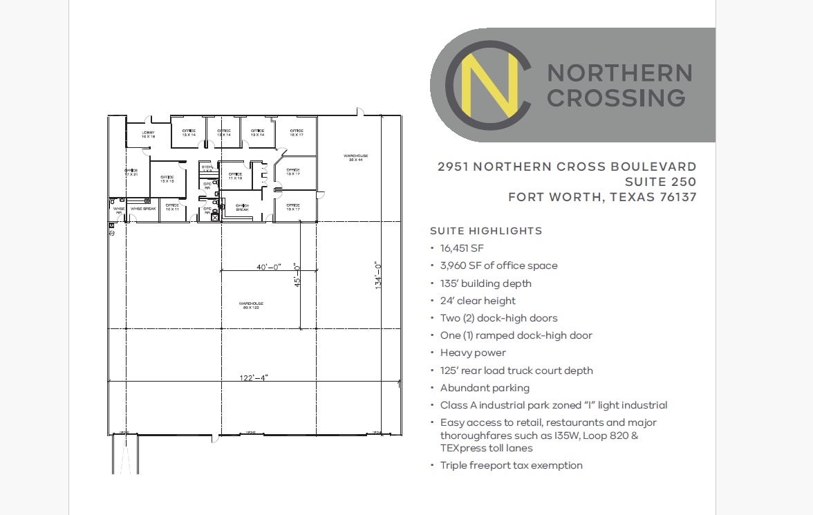 2951 Northern Cross Blvd, Fort Worth, TX à louer Plan d’étage– Image 1 sur 1