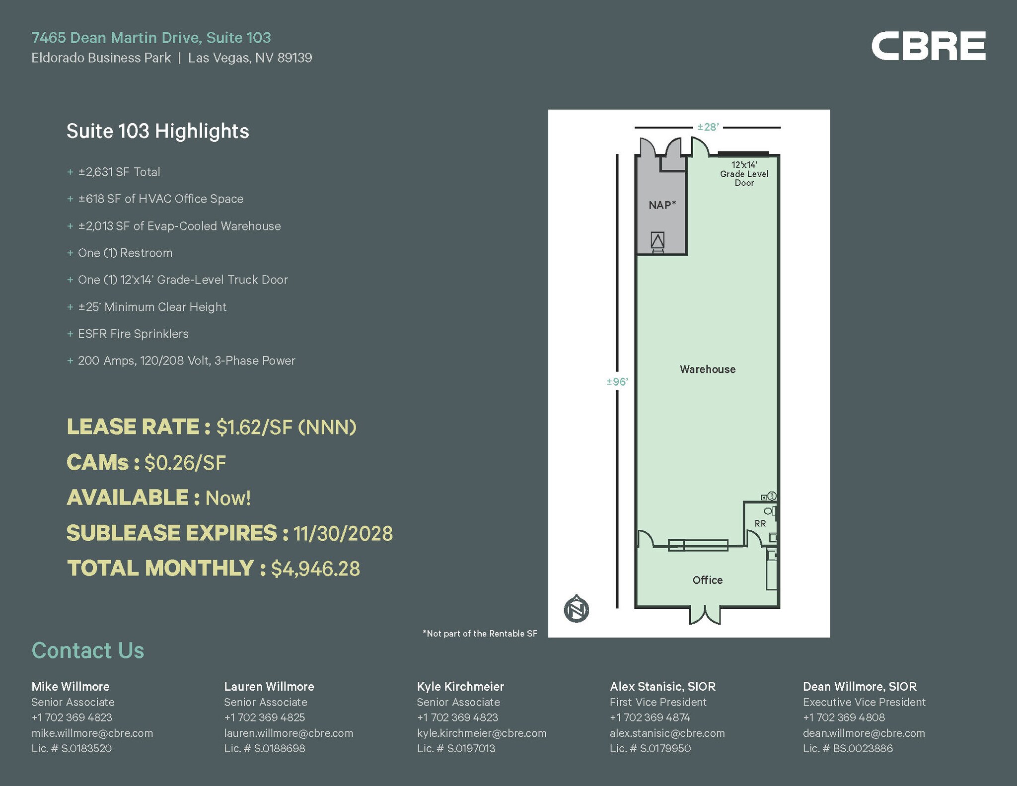 7465 Dean Martin Dr, Las Vegas, NV à louer Plan d’étage– Image 1 sur 1