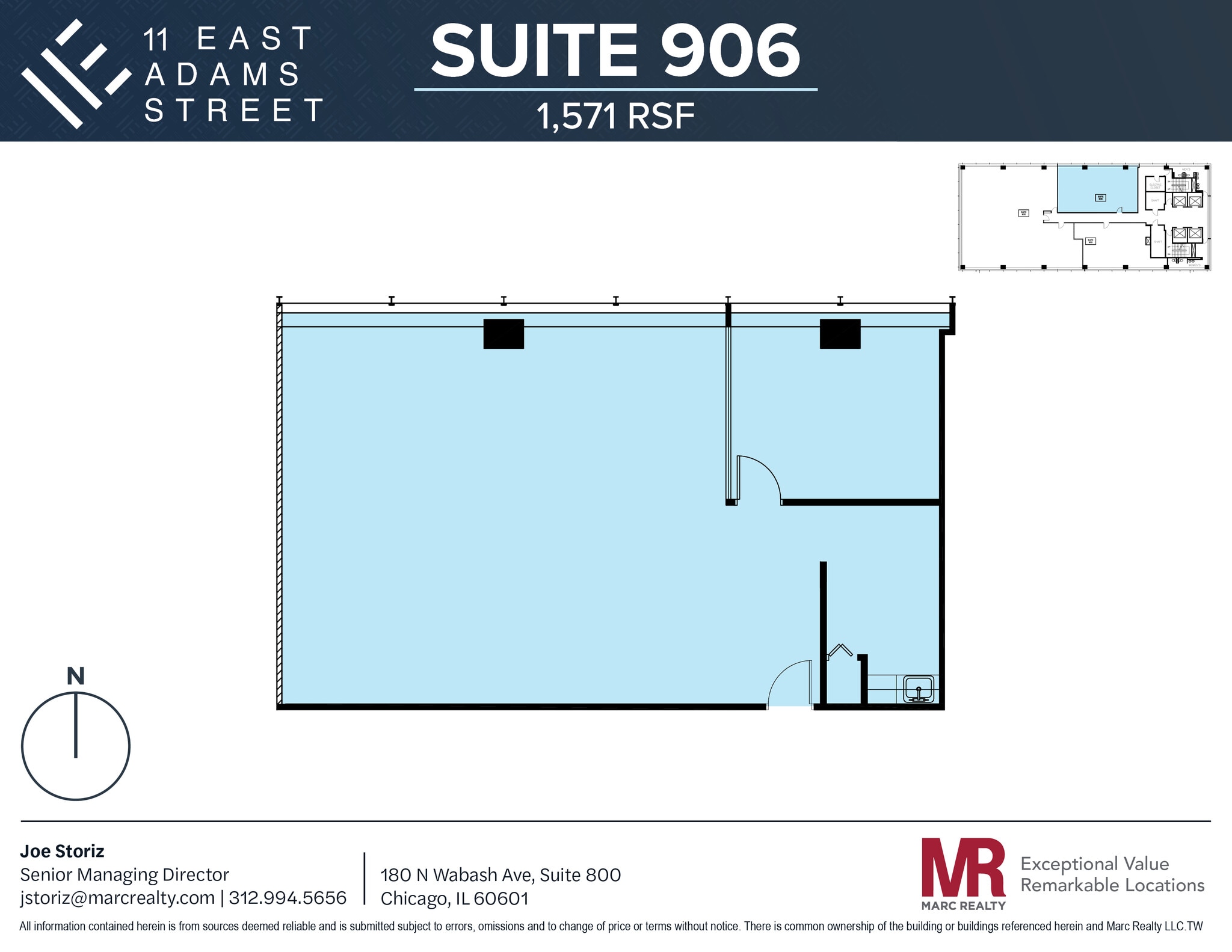 11 E Adams St, Chicago, IL à louer Plan d’étage– Image 1 sur 5