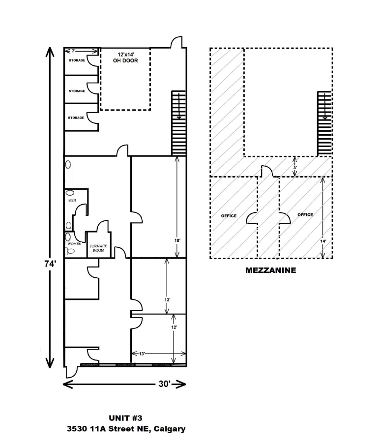 3530 11A St NE, Calgary, AB à louer Plan d’étage– Image 1 sur 1