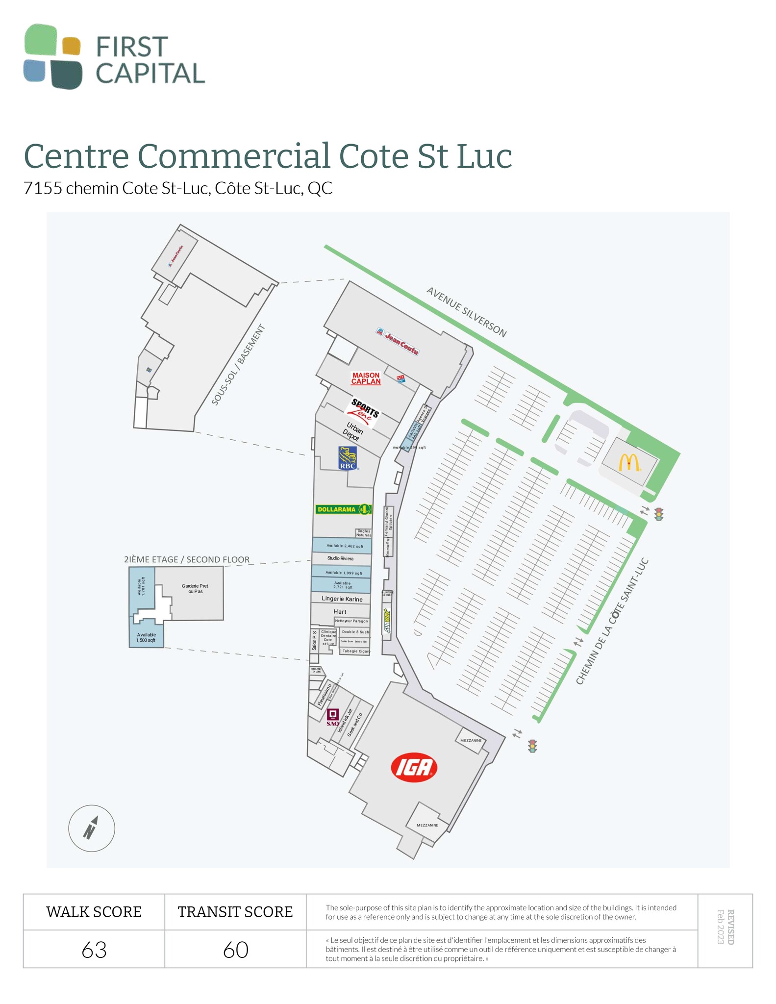 7001-7155 Ch Côte St-Luc, Montréal, QC à louer Plan de site– Image 1 sur 2