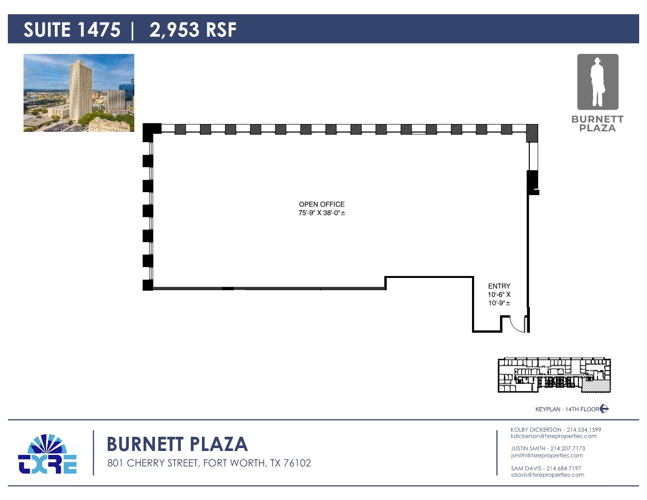 801 Cherry St, Fort Worth, TX à louer Plan d’étage– Image 1 sur 4