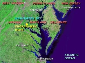 Chopawamsic Island, Quantico, VA - Vue aérienne vue de carte - Image1