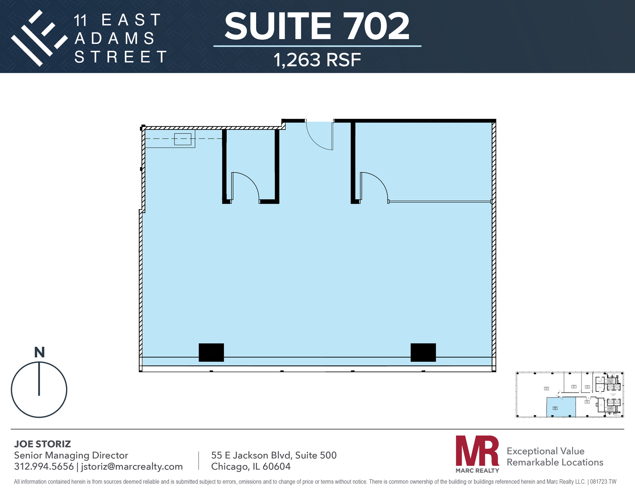 11 E Adams St, Chicago, IL à louer Plan d’étage– Image 1 sur 5