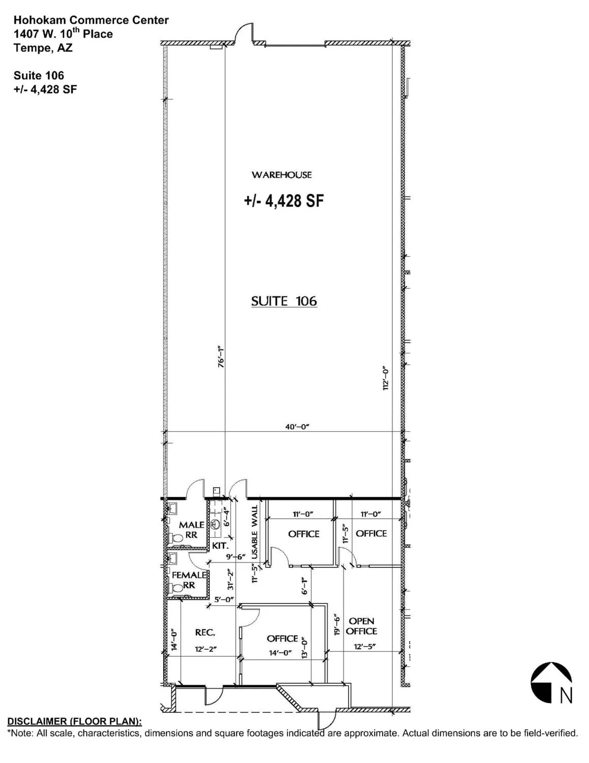 1407 W 10th Pl, Tempe, AZ à louer Plan d’étage– Image 1 sur 1