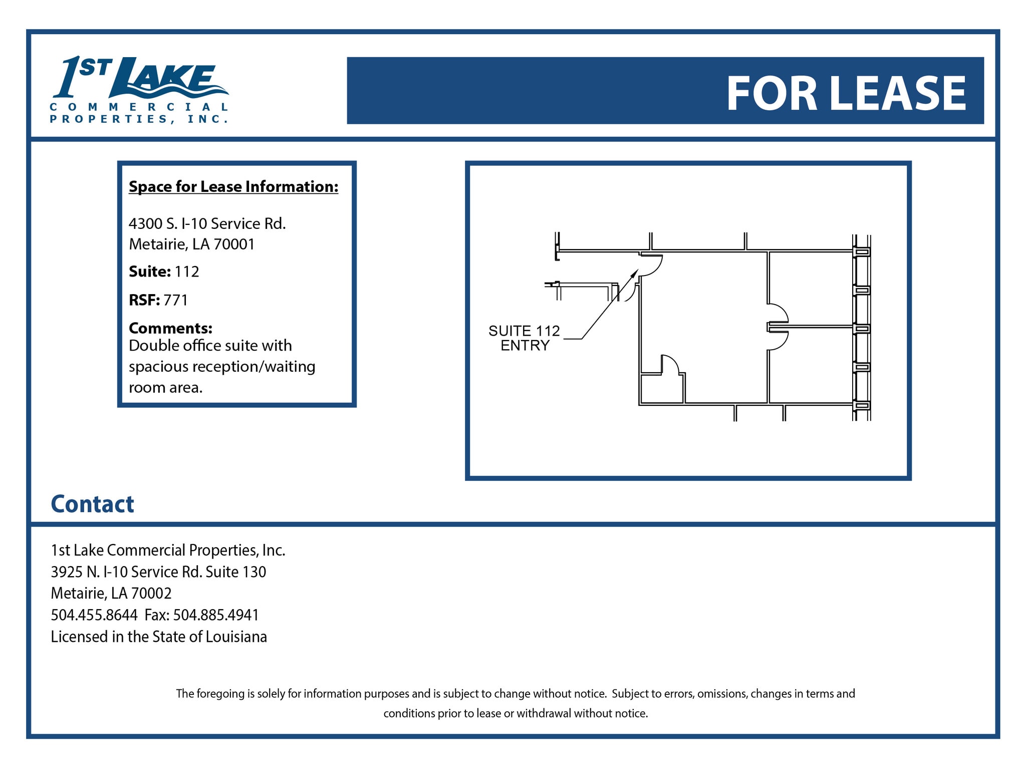 4300 S I-10 Service Rd, Metairie, LA à louer Plan d’étage– Image 1 sur 1