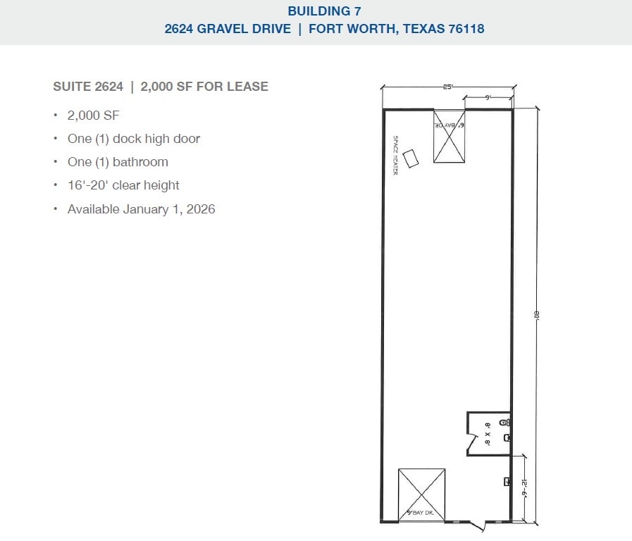 2501-2519 Gravel Dr, Fort Worth, TX à louer Plan d’étage– Image 1 sur 1
