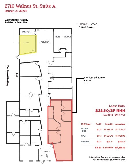 2710 Walnut St, Denver, CO à louer Plan d’étage– Image 1 sur 1