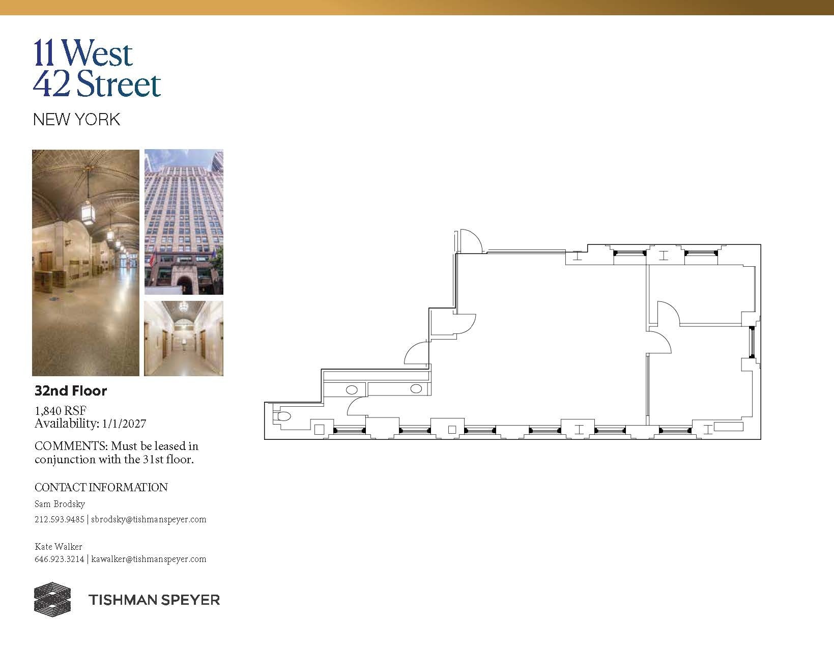11 W 42nd St, New York, NY à louer Plan d’étage– Image 1 sur 1