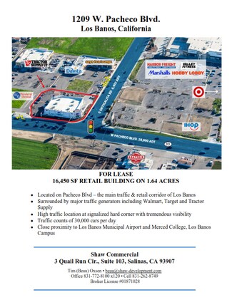 Plus de détails pour 1209 W Pacheco Blvd, Los Banos, CA - Local commercial à louer