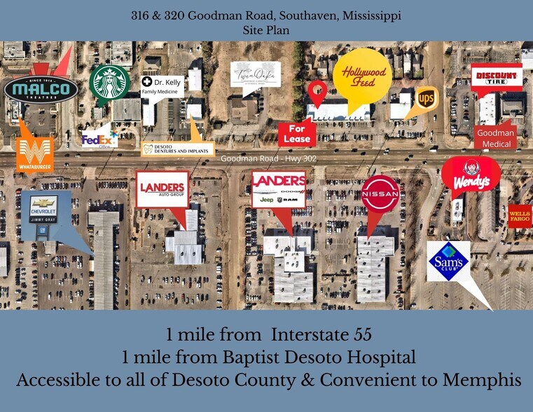 316-360 Goodman Rd, Southaven, MS à louer - Photo de l’immeuble – Image 2 sur 2