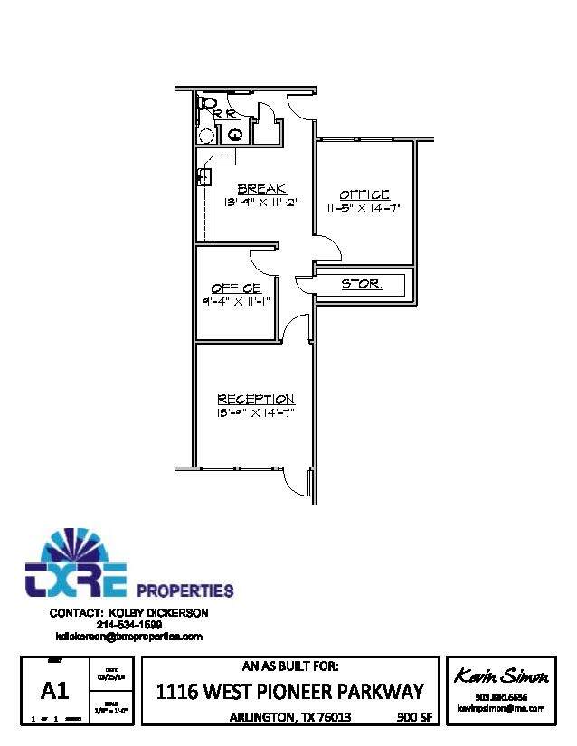 1180-1194 W Pioneer Pky, Arlington, TX à louer Plan d’étage– Image 1 sur 1