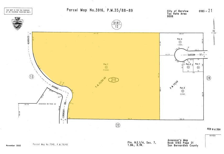 Seven Ave, Barstow, CA à vendre - Plan cadastral – Image 2 sur 2