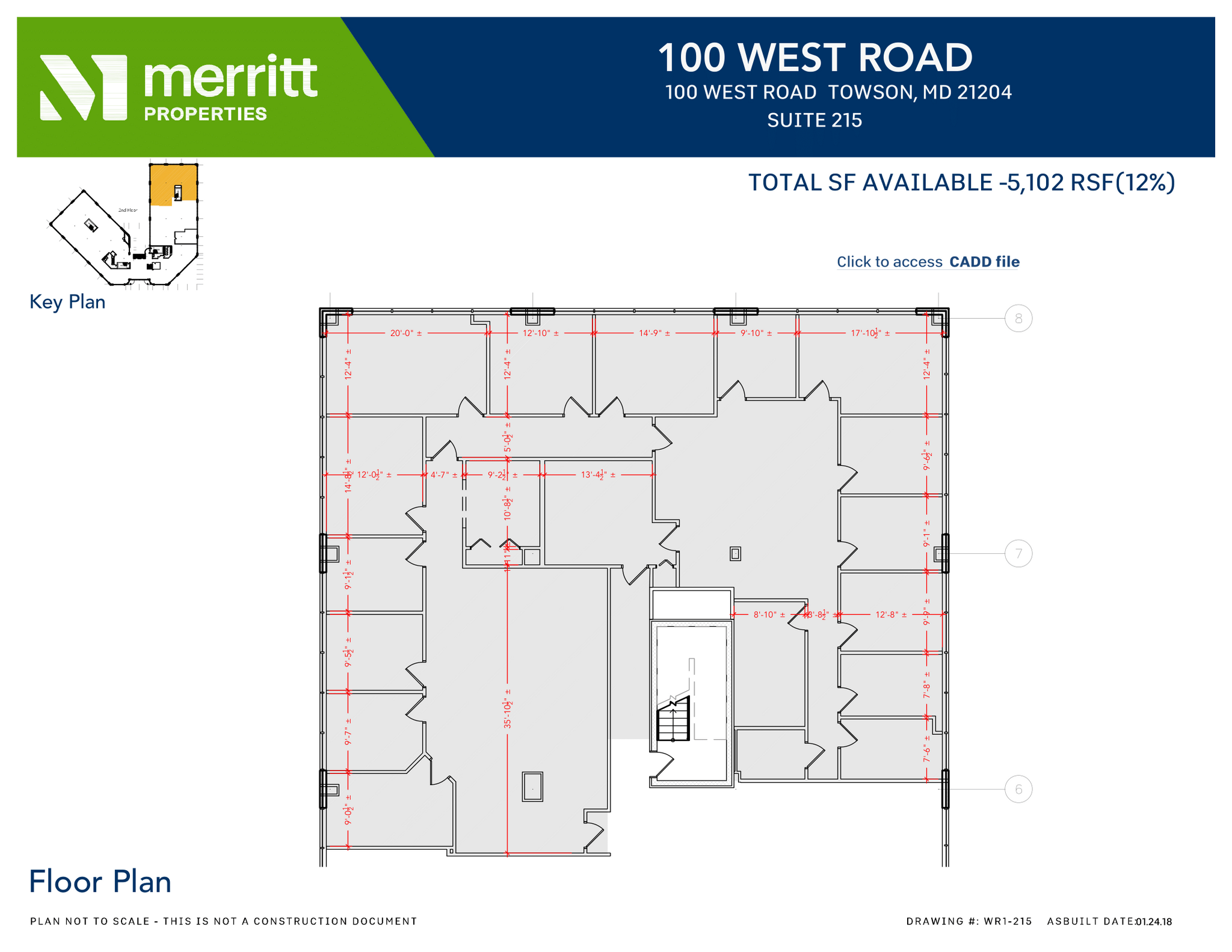 100 West Rd, Towson, MD à louer Plan d’étage– Image 1 sur 1