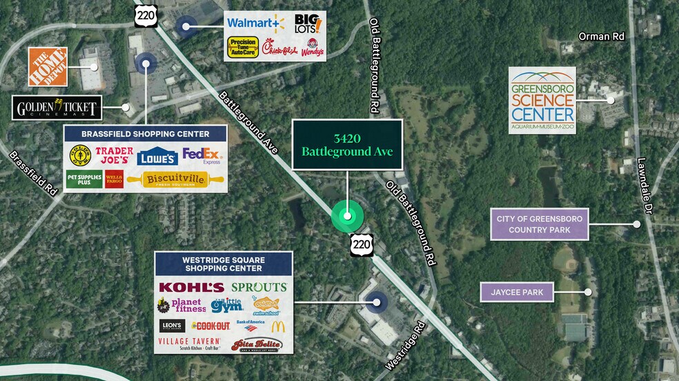3420 & 3422 Battleground Ave, Greensboro, NC à vendre - Photo de l’immeuble – Image 1 sur 4