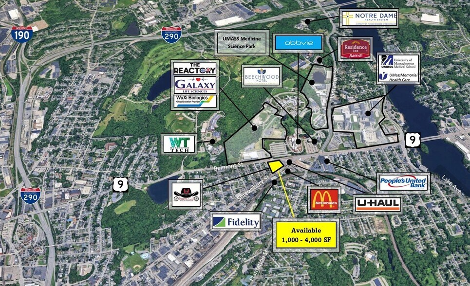490 Shrewsbury St, Worcester, MA à louer - Aérien – Image 2 sur 11