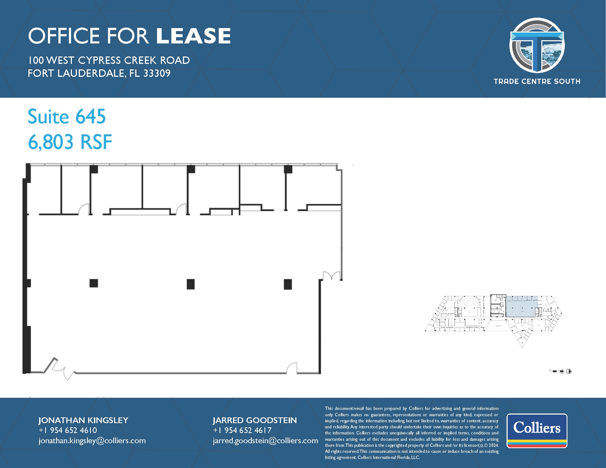 100 W Cypress Creek Rd, Fort Lauderdale, FL à louer Plan d’étage– Image 1 sur 1