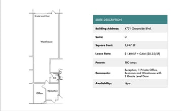1818 Peacock Blvd, Oceanside, CA à louer Plan d’étage– Image 1 sur 1