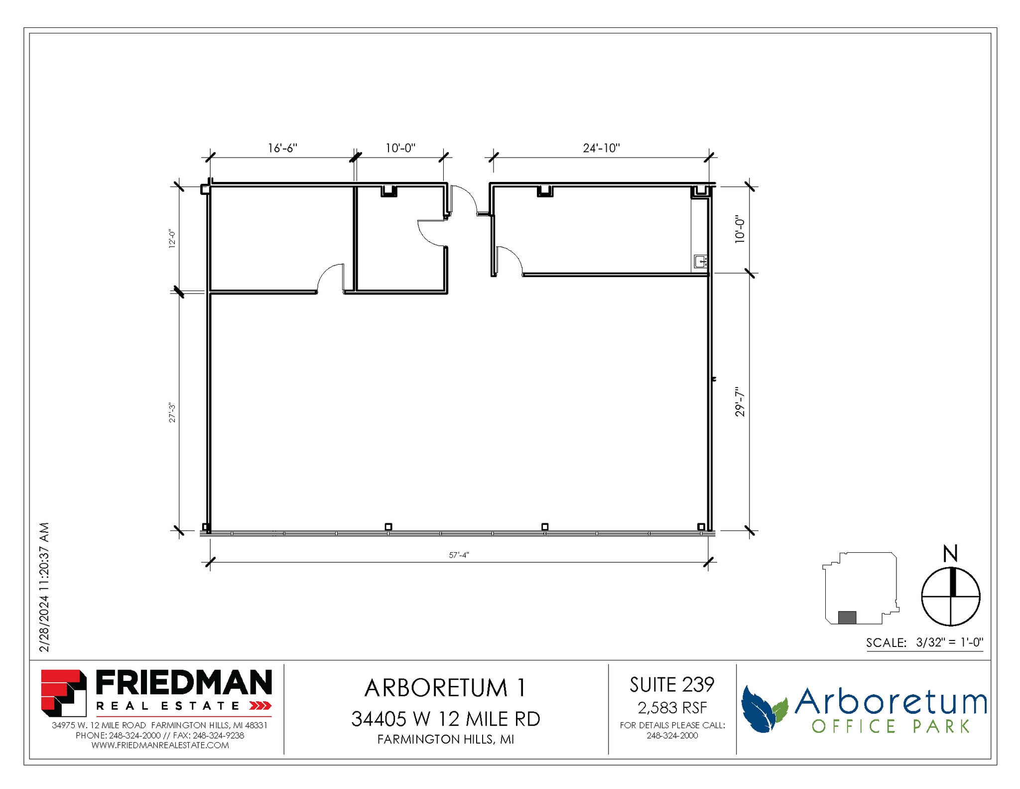 34505 W 12 Mile Rd, Farmington Hills, MI à louer Plan d’étage– Image 1 sur 2