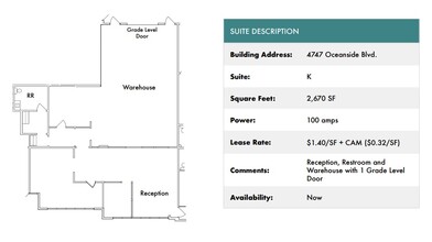 1818 Peacock Blvd, Oceanside, CA à louer Plan d’étage– Image 1 sur 1