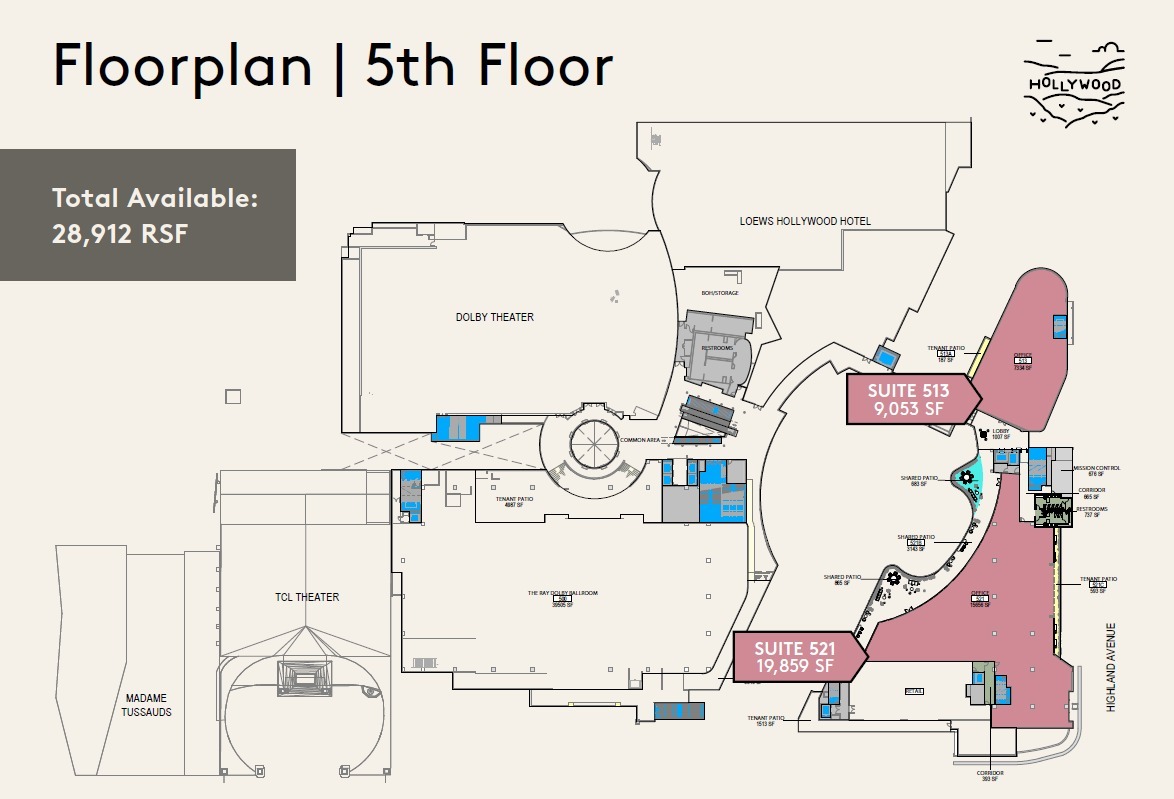 6801 Hollywood Blvd, Hollywood, CA à louer Plan d’étage– Image 1 sur 1