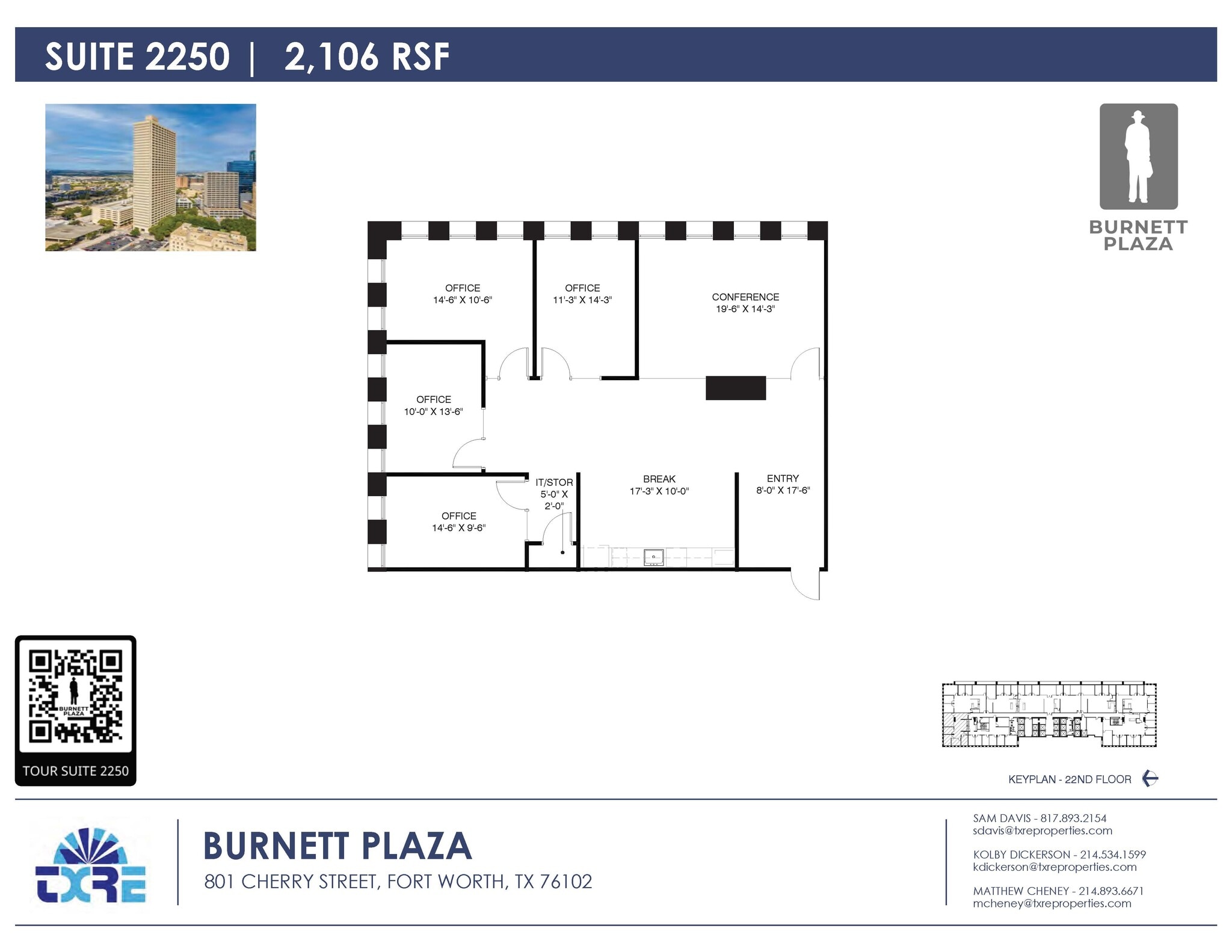 801 Cherry St, Fort Worth, TX à louer Plan d’étage– Image 1 sur 4