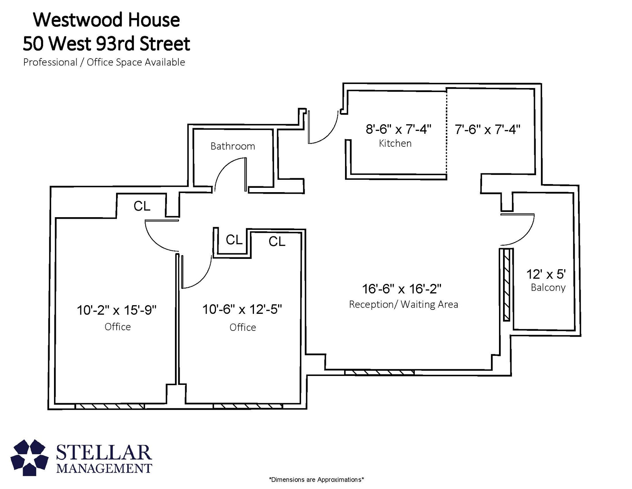 50 W 93rd St, New York, NY à louer Plan d’étage type– Image 1 sur 5