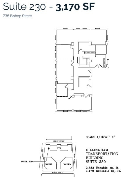 733 Bishop St, Honolulu, HI à louer Plan d’étage– Image 1 sur 1